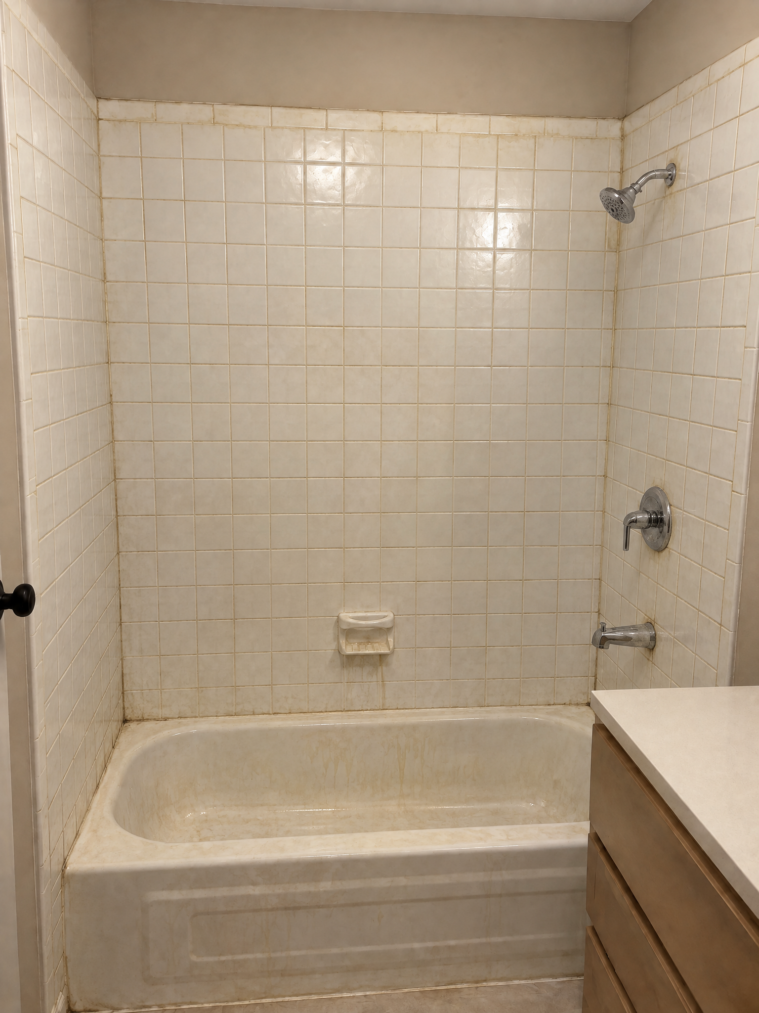 Bathtub & Wall Tile Refinishing — before