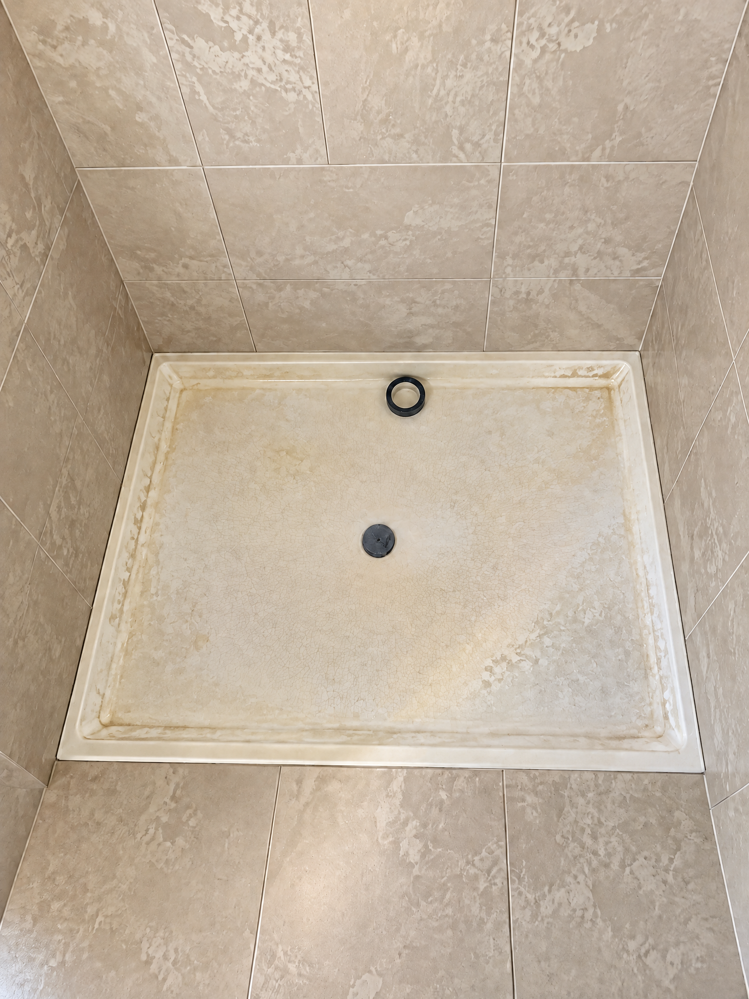 Shower Pan Resurfacing — before